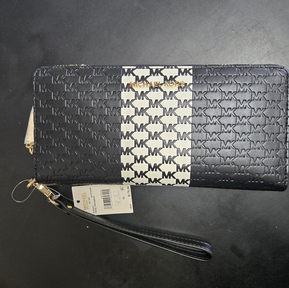 NWT Michael Kors womens jet set Continental black full zip wallet - Picture 2 of 10